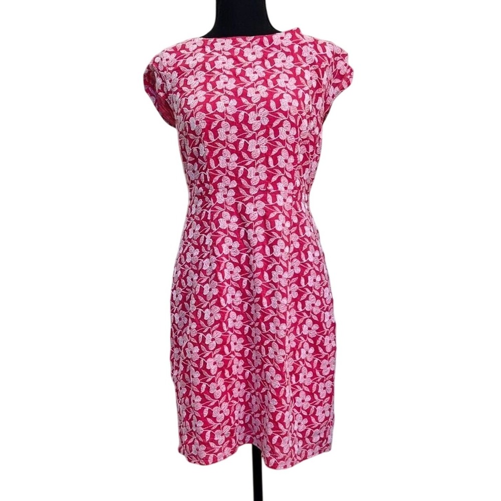 Old Navy Pink Floral Embroidered Cotton Sheath Dress Cap Sleeve Size 6